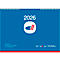 Tischkalender Donau Versicherung 2026, Spiralbindung, 7-spaltiges Kalendarium, mit Visitenkarten-Schlitzung, B 290 x H 180 mm, weiß-blau-rot