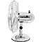 Tischventilator , 3 Leistungsstufen, winkelverstellbar, Überhitzungsschutz, B 340 x T 260 x H 440 mm, Kunststoff und Metall, chromfarben