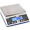Digitale Waage, mit einer Edelstahl-Wiegeplatte, einem blauen Display mit "0.000 kg" Anzeige und diversen Funktionstasten.