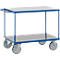 Tischwagen fetra®, 2 Etagen, Lenk- & Bockrollen, bis 600 kg, Ladeflächen aus Hart-PVC mit L 1200 x B 800 mm
