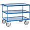 Tischwagen Fetra 2422W, bis 600 kg, 3 Etagen mit Wannen, Ladefläche L 1000 x B 700 mm, TPE-Bereifung, Schiebegriff, Stahl, brillantblau