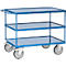 Tischwagen Fetra 2423W, bis 600 kg, 3 Etagen mit Wannen, Ladefläche L 1200 x B 800 mm, TPE-Bereifung, Schiebegriff, Stahl, brillantblau