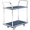 Tischwagen NB-104, 2 Etagen, L 790 x B 480 mm, bis 120 kg, blau, Vollgummi-Bereifung, Stahl verchromt