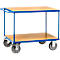Tischwagen, Stahl/Holz, 2 Etagen, L 850 x B 500 mm, bis 500 kg, brillantblau/Buchedekor