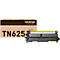 Cartouche de toner Brother TN625 devant son emballage marron.
