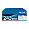 Blauer Karton mit schwarzer Aufschrift „243 CMYK“ und Logo „brother at your side“.