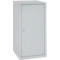 Grey metal cabinet with a rectangular shape. A door handle is visible on the door.