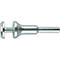 Metal part with screw thread and cylindrical end. A flat, round head on one side and an elongated shaft.