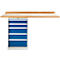 TOP-werkbank, Werkbank met kast, 5 schuifladen, aanbouweenheid, 1500 mm breed