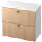 TOPAS LINE archiefkast, 2 dossierhoogtes, met volledig uittrekbare loper, decor wit/eiken