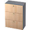 TOPAS LINE archiefkast, 3 dossierhoogtes, met volledig uittrekbare loper, grafiet/eiken decor