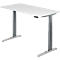 TOPAS LINE bureau, elektrisch in hoogte verstelbaar, C-poot, B 1600 x D 800 x H 650-1300 mm, wit/grafiet + memory schakelaar, kabelgoot