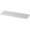 Gray, rectangular shelf. It is rectangular and lies slightly diagonally.