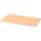 Rectangular wooden board in light brown, smooth surface, slightly oblique.