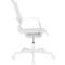 White office chair with mesh back, armrests and wheels.
