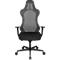 Black ergonomic office chair: mesh backrest, armrests and castors. Modern design.