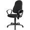 Black office chair with high back and armrests on casters.