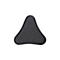 A dark gray, triangular object with rounded edges against a white background.