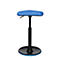 Stool with blue seat and black frame, isolated on white background.