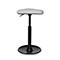 Standing aid with gray, triangular seat. Black, height-adjustable column and round, black foot.