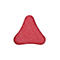Red, triangular object with rounded corners on a white background.