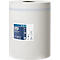 Witte papieren rol van Tork, blauw gestreept, met productlabel.