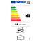 Energieeffizienzlabel für einen Fernseher. Das Label zeigt die Energieeffizienzklasse E, die Marke TOSHIBA und weitere Informationen.