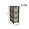 Tour de rangement BRISEN, avec roulettes, 3 x 16 litres, jusqu'à 30 kg, tiroirs amovibles des deux côtés, plastique recyclé, sans BPA, L 300 x l 366 x H 770 mm, cappuccino