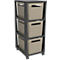 Tour de rangement BRISEN, avec roulettes, 3 x 16 litres, jusqu'à 30 kg, tiroirs amovibles des deux côtés, plastique recyclé, sans BPA, L 300 x l 366 x H 770 mm, cappuccino