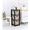 Tour de rangement BRISEN, avec roulettes, 3 x 16 litres, jusqu'à 30 kg, tiroirs amovibles des deux côtés, plastique recyclé, sans BPA, L 300 x l 366 x H 770 mm, cappuccino