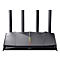 Routeur noir avec quatre antennes, bande lumineuse, logo TP-Link.