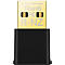 Ein USB-WLAN-Adapter mit goldfarbenem Anschluss und schwarzem Gehäuse. Auf der Oberfläche stehen Schriftzüge: Archer TX20U Nano, RoHS, FC, R-NZ.