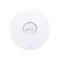 Routeur Wi-Fi TP-Link rond et blanc. Logo au centre, petite LED bleue en bas.