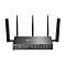 Un routeur Wi-Fi TP-Link noir avec quatre antennes dépassant du boîtier.