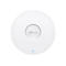 Runder, weißer WLAN-Access Point von TP-Link. Mittig Logo und darunter blaue LED.