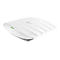 Weißes WLAN-Gerät von TP-Link. Oberseite geriffelt mit grüner LED. TP-Link Logo. Leichte Schatten.