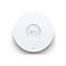 Ein weißer, runder Access Point. Zentral das TP-Link-Logo, darunter eine blaue LED.