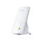 Weißer TP-Link WLAN-Repeater mit Stecker, leicht schräg dargestellt. Oben steht der Markenname, darunter grüne LEDs.