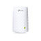 Weißer TP-Link WLAN-Repeater mit Logo und LED-Anzeigen, auf weißem Hintergrund.