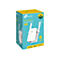 Produktverpackung eines TP-Link AC750 Wi-Fi Range Extender, weißes Gerät mit zwei externen Antennen.