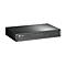 Schwarzer TP-Link Switch, Modell TL-SF1008P, mit Leuchten und Anschlüssen. Aufschrift: 8-Port 10/100Mbps Desktop Switch mit 4-Port PoE.