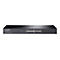 Schwarzer TP-Link-Switch mit 16 Ports, Ports in einer Reihe angeordnet. Text: TL-SF1016.