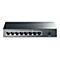 Schwarzer Netzwerk Switch mit 8 Ports. Aufschrift: PoE, 48V, 1,25A. Ports nummeriert von 1-8. Herstellerlogo.