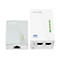 Zwei weiße TP-Link WLAN-Repeater. Einer steht, einer steckt in der Steckdose. Details: LEDs, Anschlüsse.