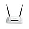 Weißer TP-Link Router mit zwei schwarzen Antennen. Auf der Oberseite steht TP-LINK.