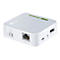 WeiÃŸer Router mit grauer Oberseite, AnschlÃ¼ssen und grÃ¼nen LEDs. Beschriftungen: WAN/LAN, USB, Power, Reset, tp-link.