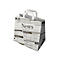 Tragetaschen Papstar Newsprint, bis 5 kg, mit Tragegriff, L 250 x B 260 x H 170 mm, Kraftpapier, grau-schwarz, 50 Stück