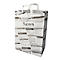 Tragetaschen Papstar Newsprint, bis 5 kg, mit Tragegriff, L 440 x B 320 x H 170 mm, Kraftpapier, grau-schwarz, 50 Stück