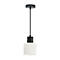 Hanglamp, zwart en wit, cilindrisch, geribbeld glas.