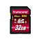 Carte SD Transcend noire avec logo rouge et texte 32 Go, 90 Mo/s.